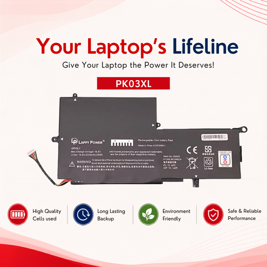 LappyPower Compatible Battery for HP PK03XL - HP Spectre Pro X360 G1, X360 G2 Laptops (4800mAh, 3-Cell)