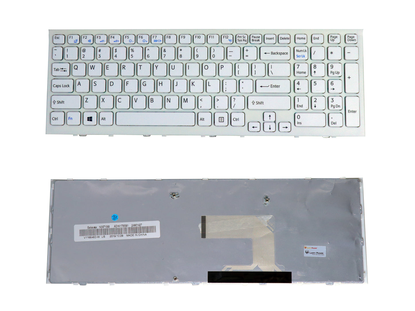 Laptop Keyboard compatible for SONY EL WHITE