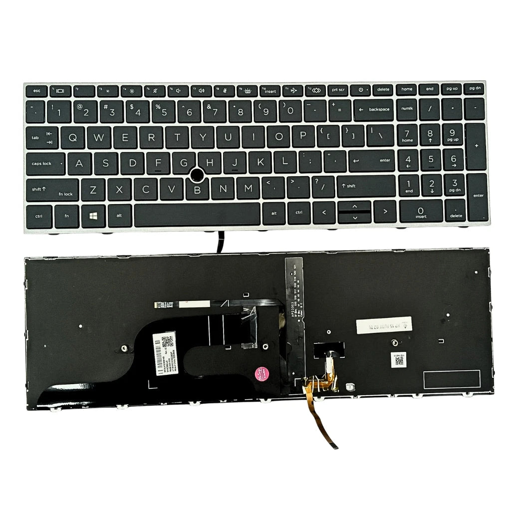 LappyPower Laptop Keyboard compatible for Keyboard for HP ZBook Fury 15 G7 G8 Silver Frame with Backlight and Trackpad