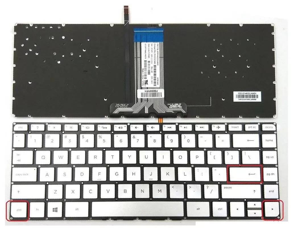 LappyPower Laptop Keyboard Compatible for HP Pavilion 14-AB / 13-U / 14-J Silver Backlight Laptops