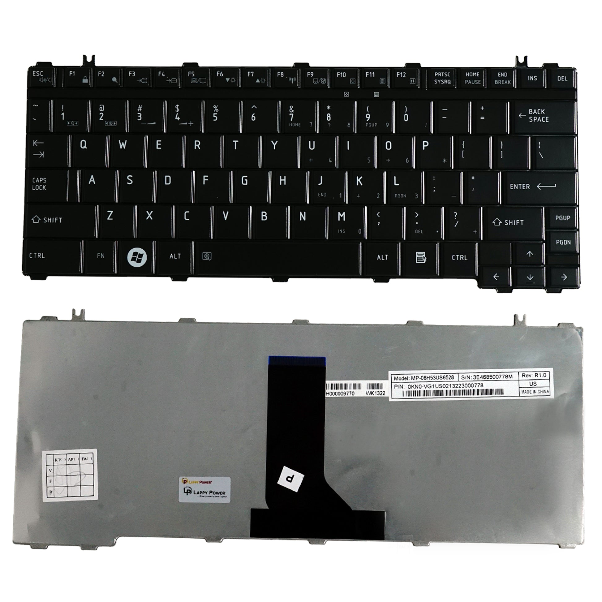 Laptop Keyboard compatible for TOSHIBA U400 / U405 / U500