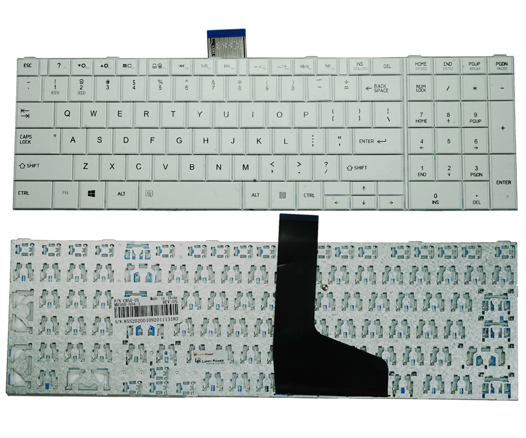 Laptop Keyboard compatible for TOSHIBA C850 WHITE
