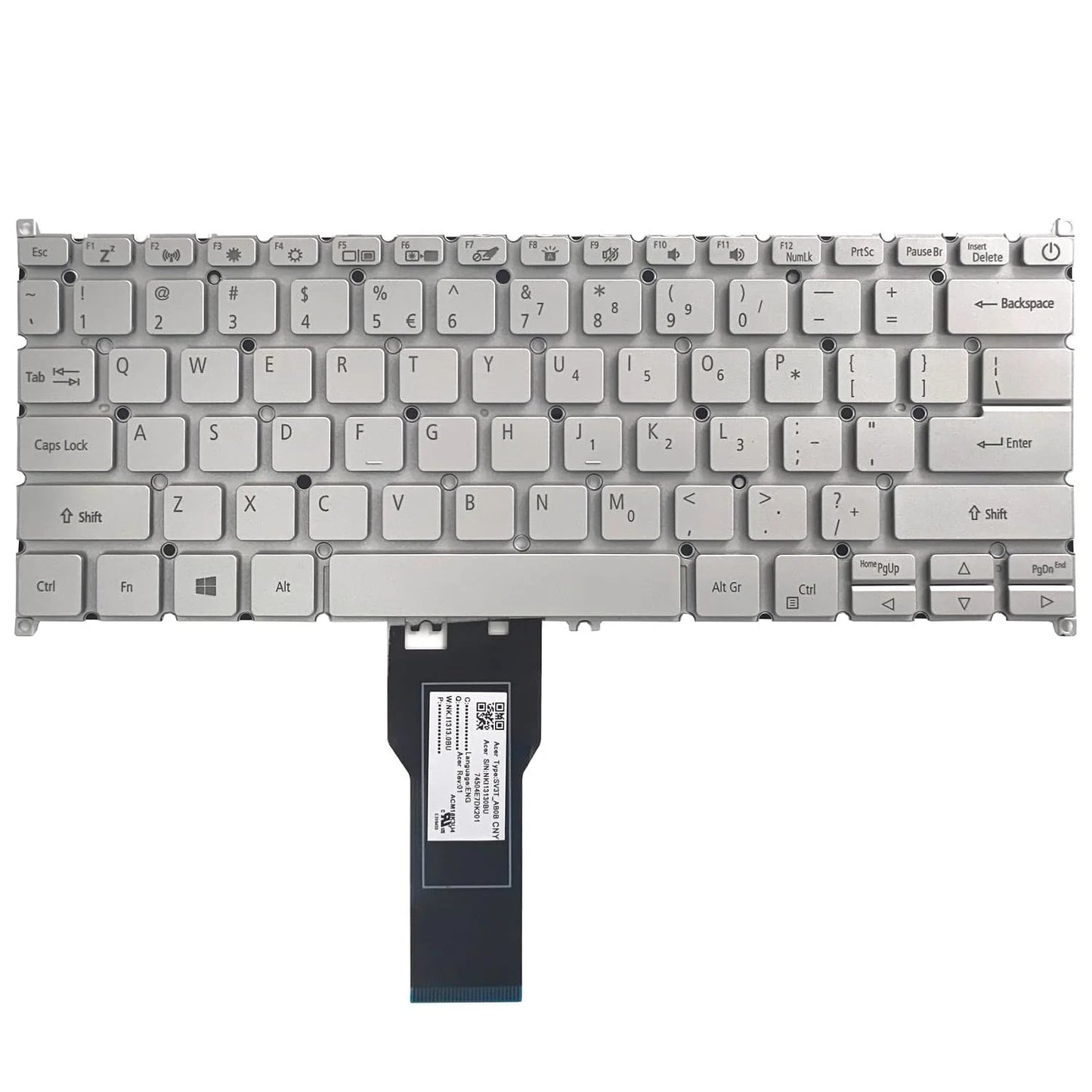 LappyPower Laptop Keyboard compatible for Acer Swift 3 SF313-51 SF314-56 SF314-57 SF314-57G SF314-42 Silver with Backlight