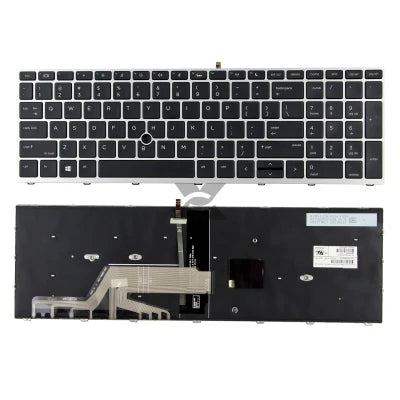 LappyPower Laptop Keyboard compatible for HP ProBook 650 G4 650 G5 655 G4 655 G5 Silver Frame with Trackpoint & Backlight