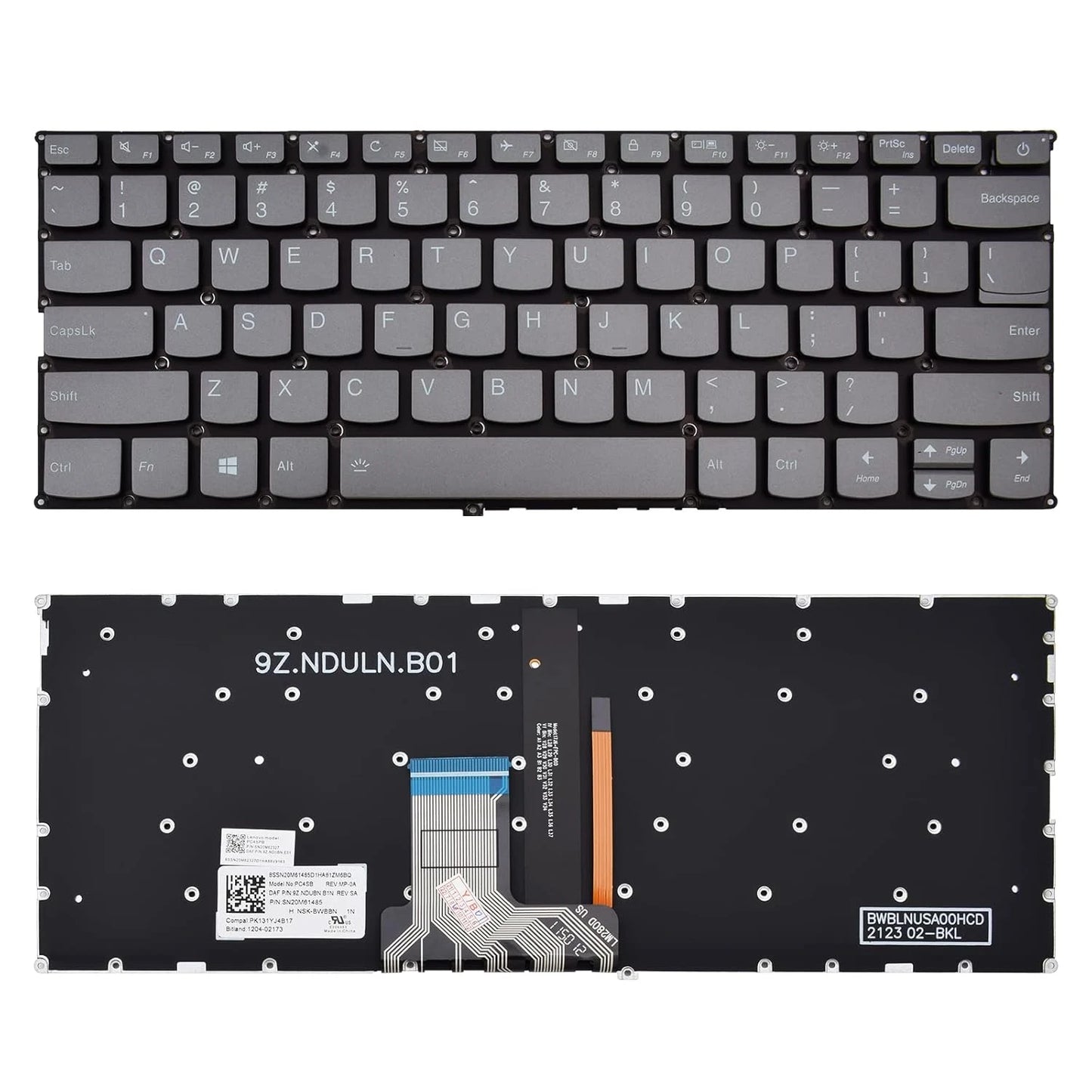 LappyPower Laptop Keyboard for Lenovo IdeaPad 320S-13IKB 720S-14IKB V720-14 V720-14IKB Gray with Backlit