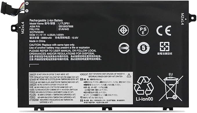 LappyPower Compatible Battery for Lenovo ThinkPad L14 L15 Gen 1 L480 L490 L17L3P52 L17M3P53 (2000mAh, 4-cell)