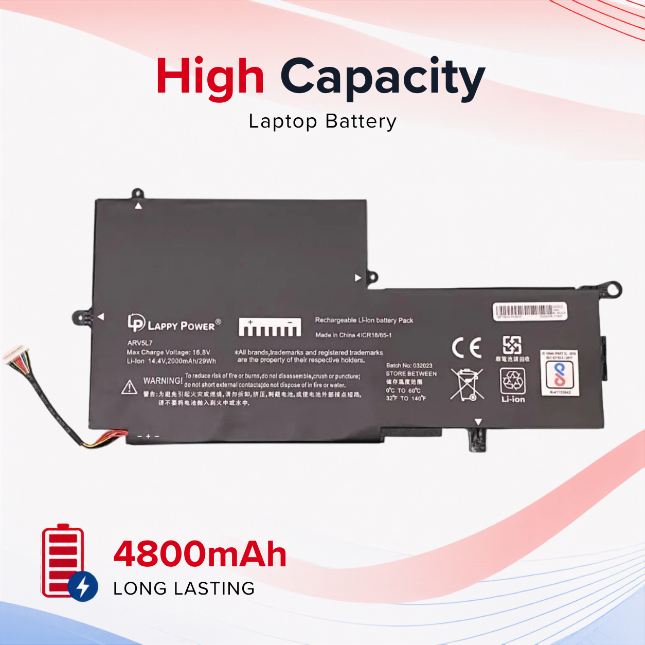 LappyPower Compatible Battery for HP PK03XL - HP Spectre Pro X360 G1, X360 G2 Laptops (4800mAh, 3-Cell)