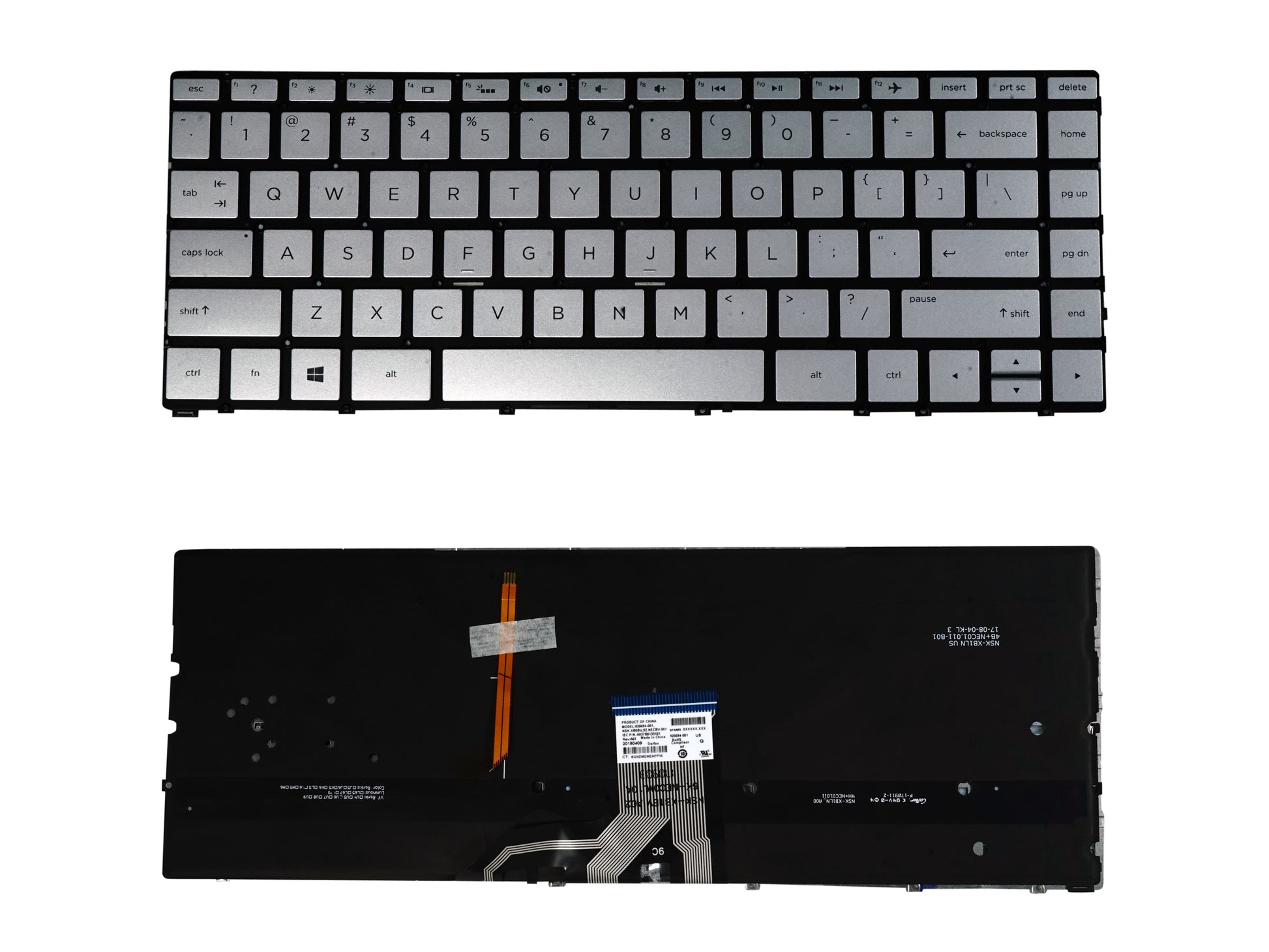 Laptop Keyboard compatible for HP X360 - 13AC / 15-BL SILVER BACKLIGHT