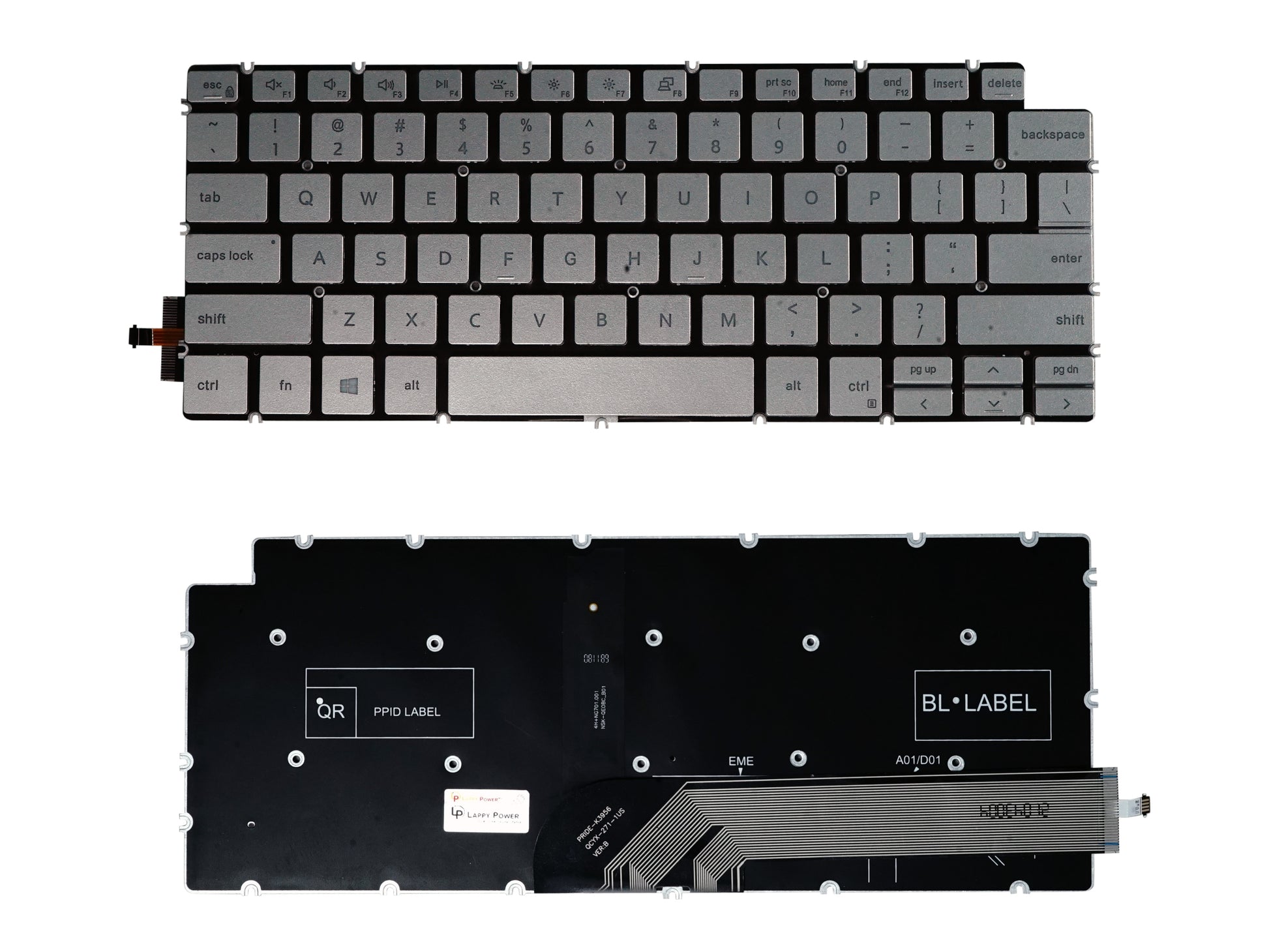 Laptop Keyboard compatible for DELL 14-7490 / 7491 / 3410 SILVER BACKLIGHT KEYBOARD ( KEY CUT )