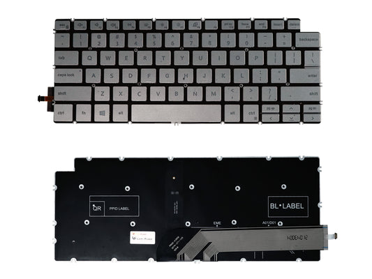 Laptop Keyboard compatible for DELL 14-7490 / 7491 / 3410 SILVER BACKLIGHT KEYBOARD ( KEY CUT )