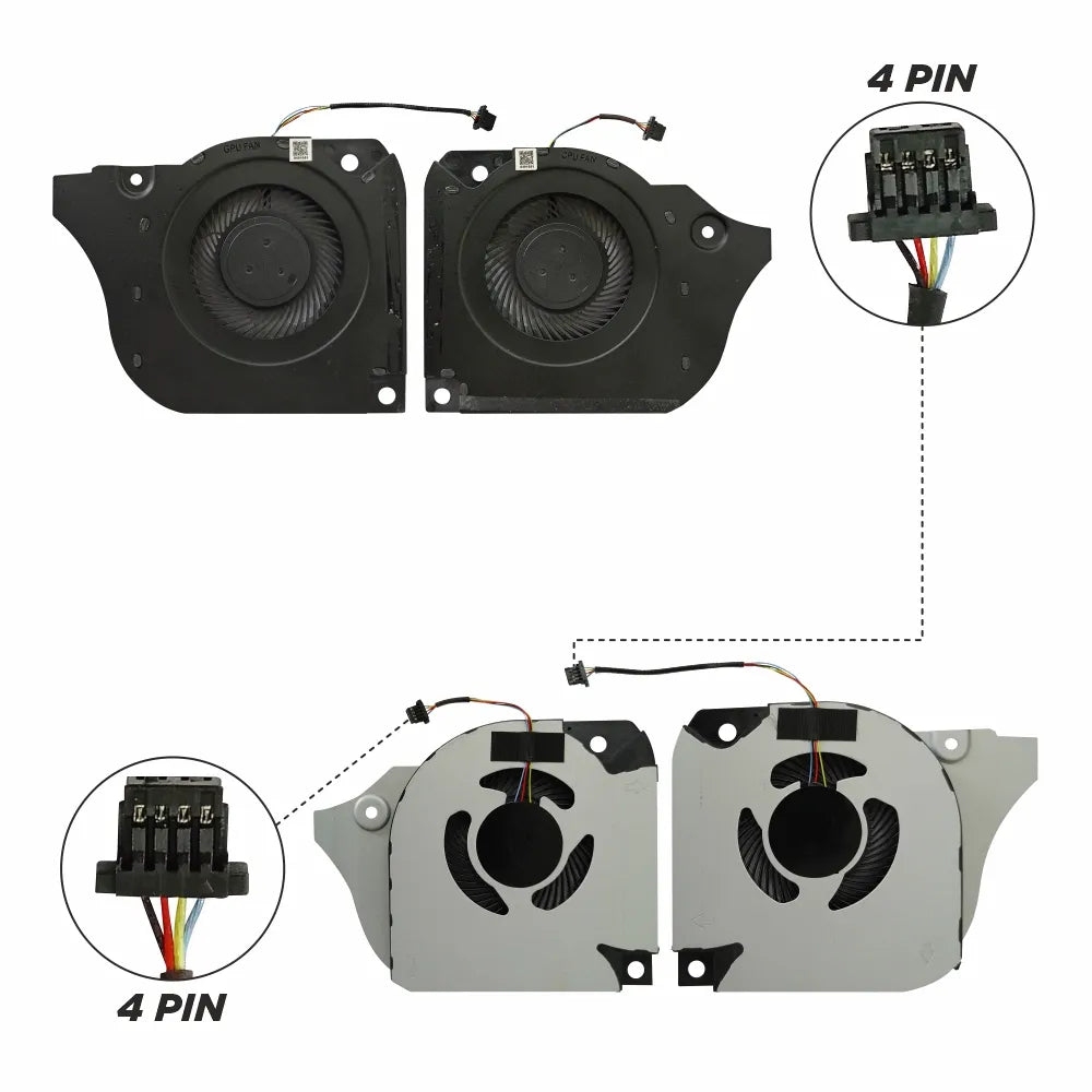 LappyPower Laptop CPU + GPU Pair Cooling Fan for Dell Inspiron G5 5590 G7 7590 G7 7790 Series 12V (4 Pin)
