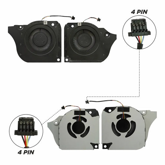 LappyPower Laptop CPU + GPU Pair Cooling Fan for Dell Inspiron G5 5590 G7 7590 G7 7790 Series 12V (4 Pin)