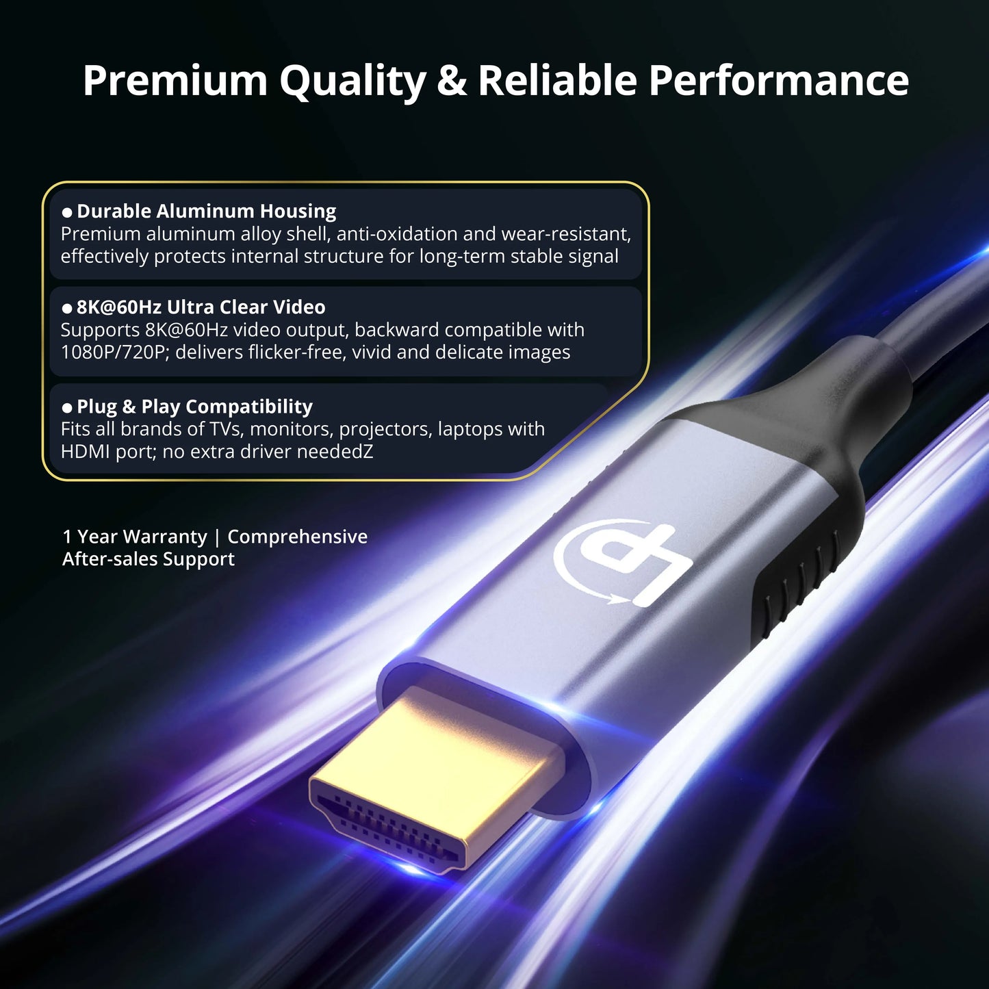 LappyPower 8K HDMI Male to Male Cable (2m, TPU Cover & Aluminum Shell)