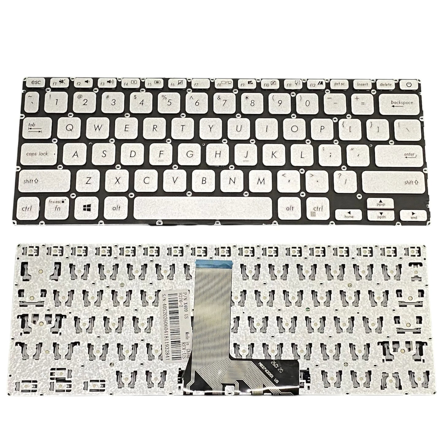 LappyPower Laptop Keyboard for Asus VivoBook X409 Series Silver without Backlit