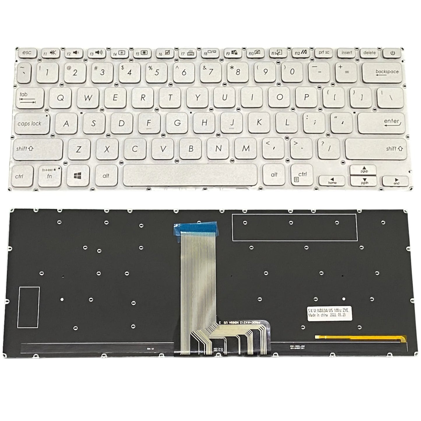 LappyPower Laptop Keyboard for Asus VivoBook X409 Series Silver with Backlit