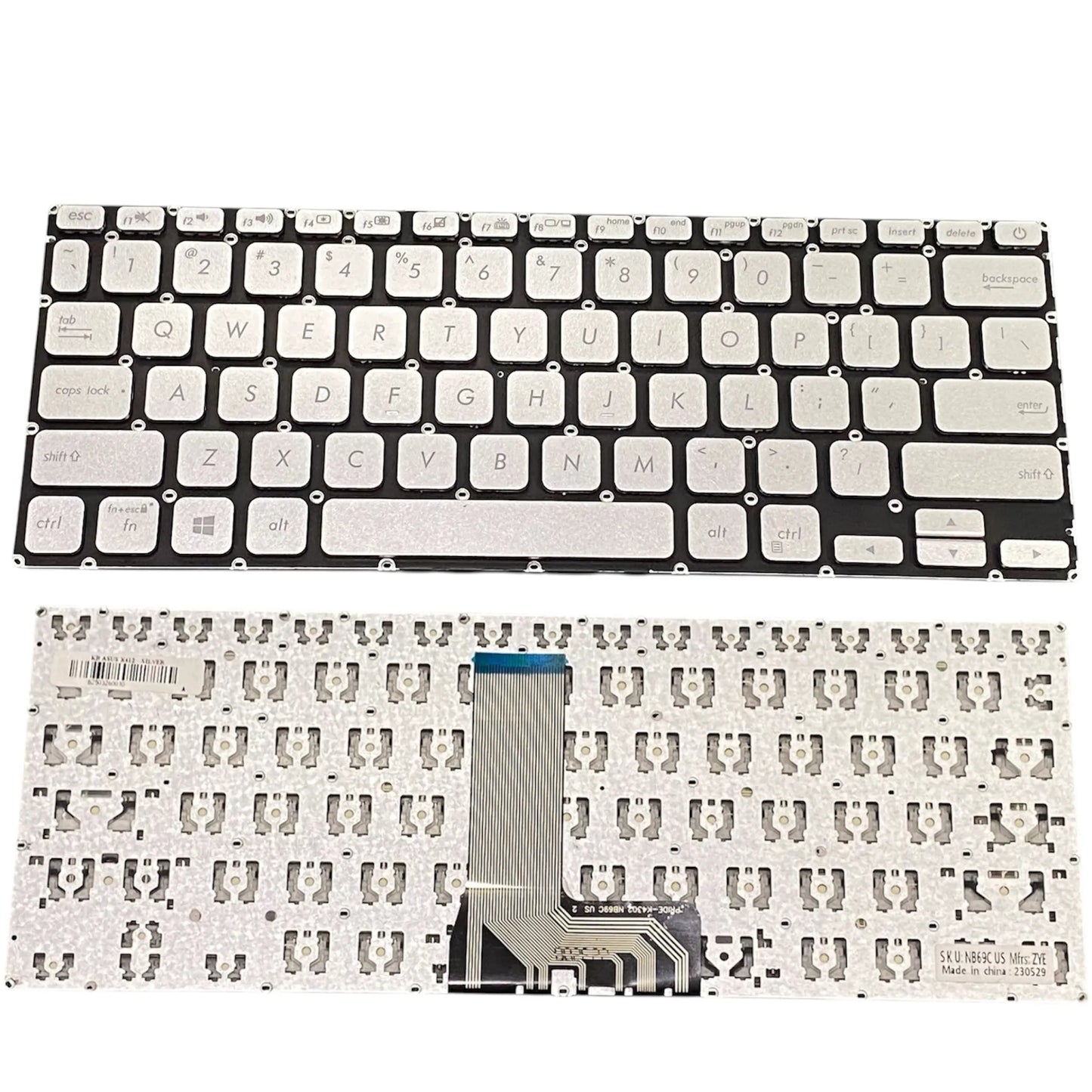 LappyPower Laptop Keyboard for Asus VivoBook X412 Series Silver without Backlit
