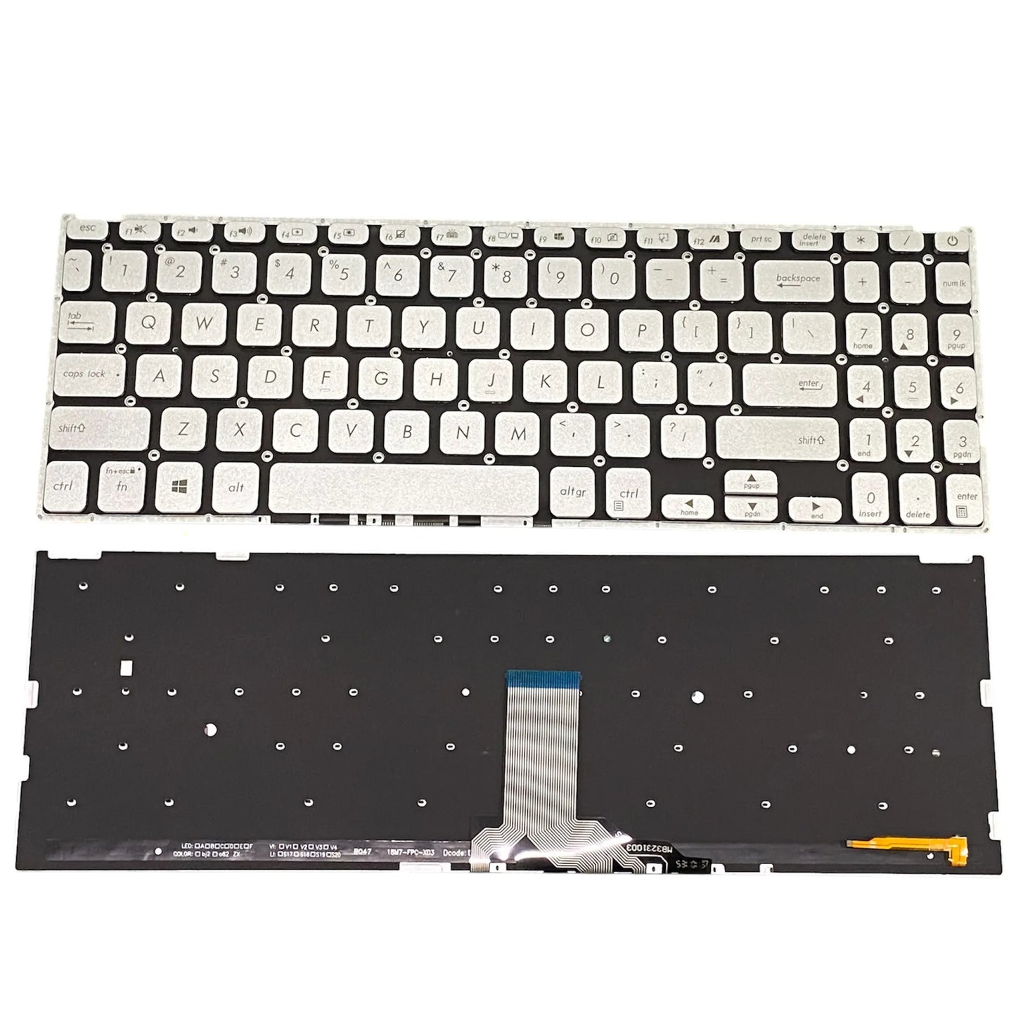 LappyPower Laptop Keyboard for ASUS X509 X509FA X509UA X515 Silver with Backlit