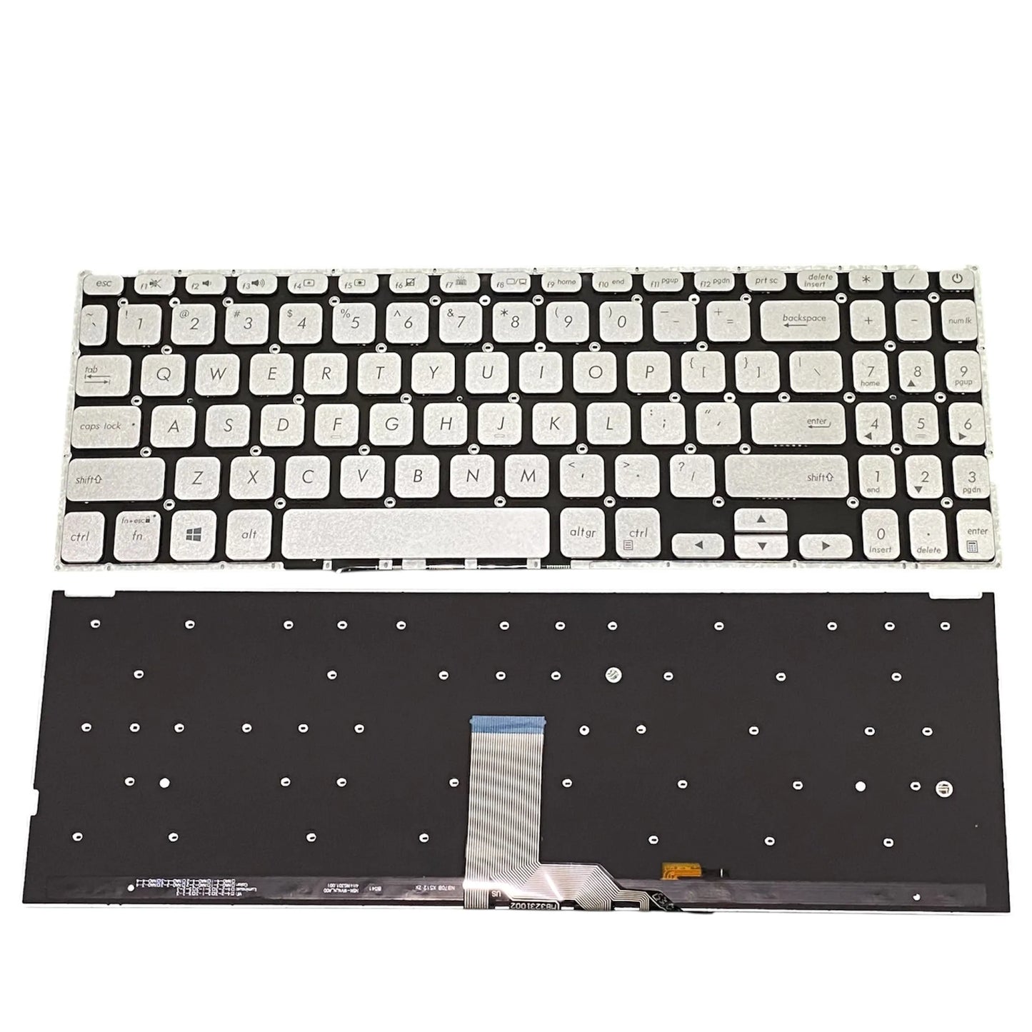 LappyPower Laptop Keyboard for Asus Vivobook X512 X512J X512JA X512 X512D X512FA X512F Silver with Backlit