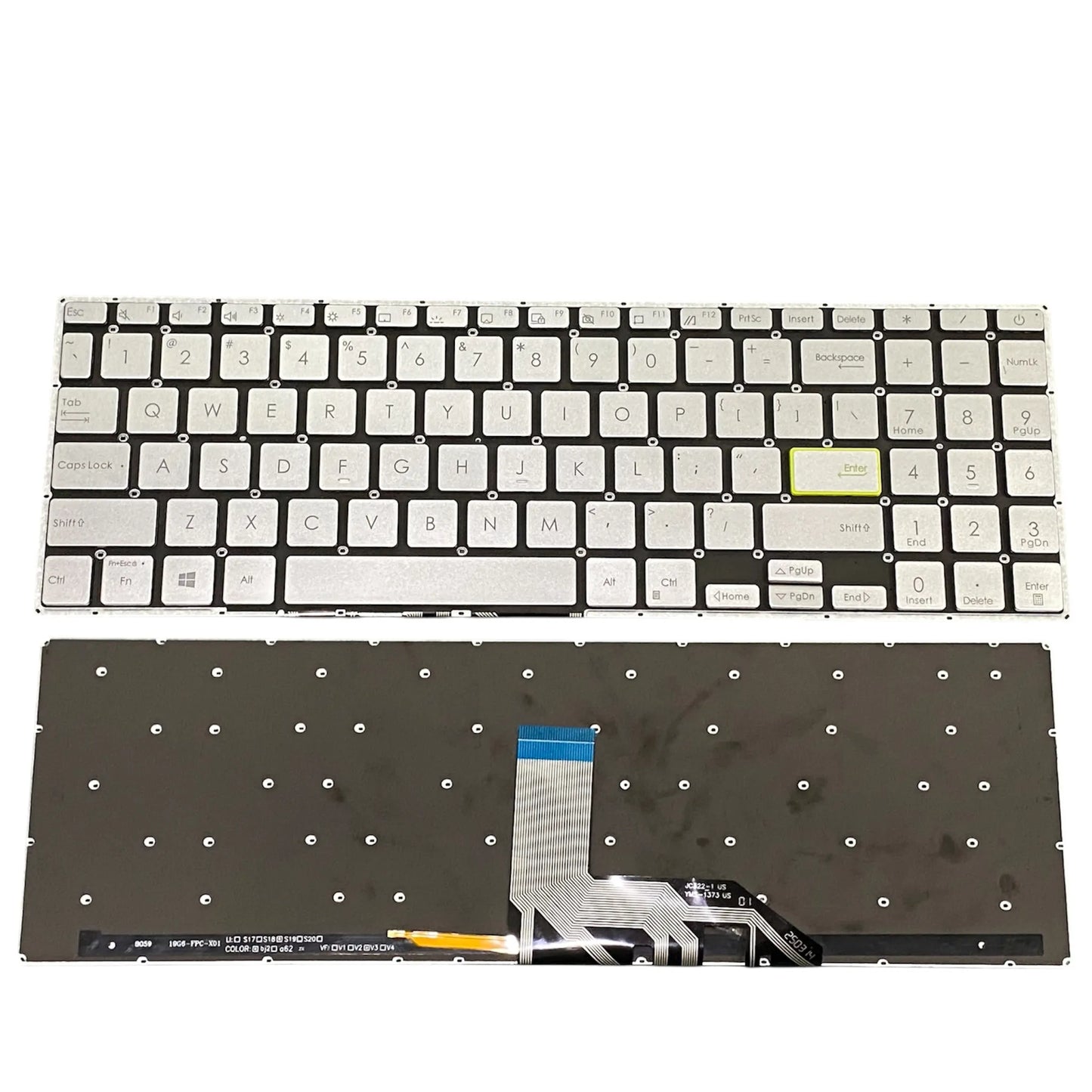 LappyPower Laptop Keyboard for Asus VivoBook X513 X513E X513EA X513EP X513EQ X513IA X513UA X513I Silver with Backlit