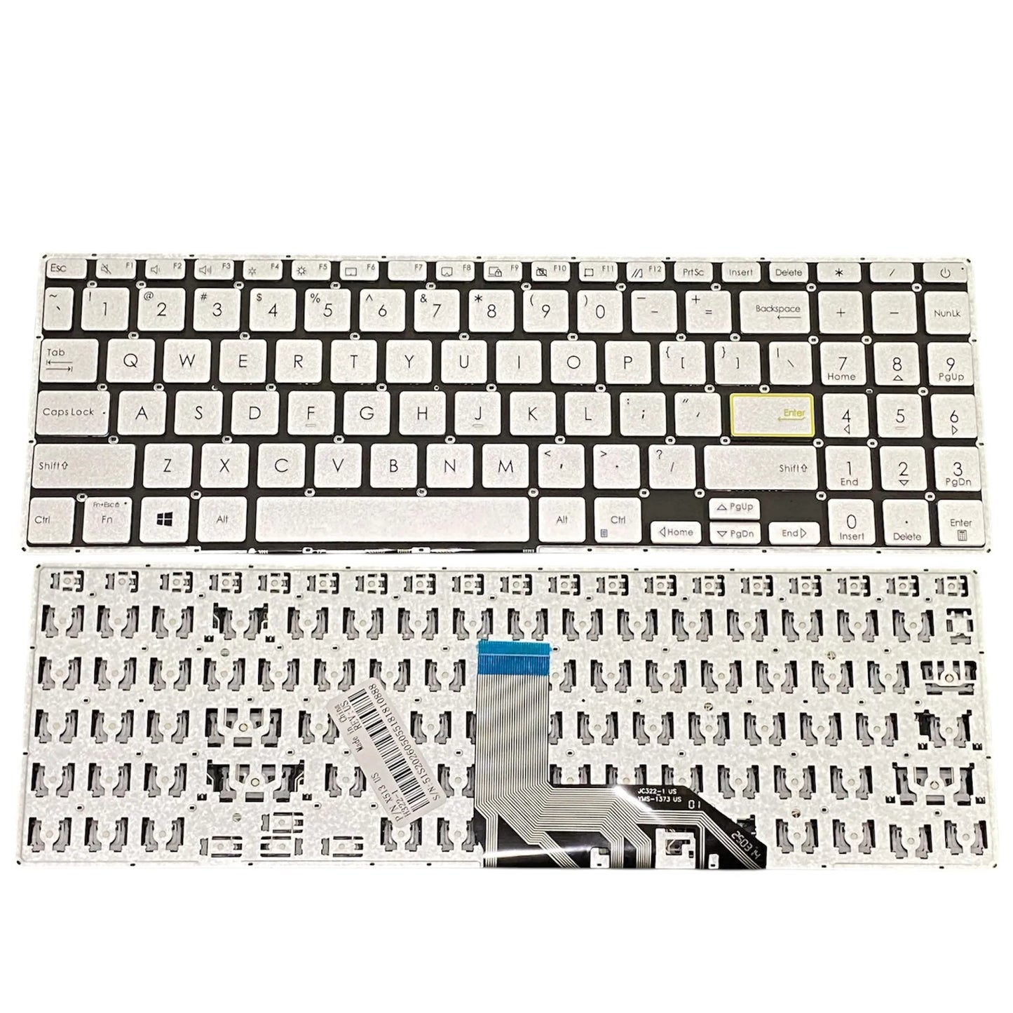 LappyPower Laptop Keyboard for Asus VivoBook X513 X513E X513EA X513EP X513EQ X513IA X513UA X513I Silver without Backlit