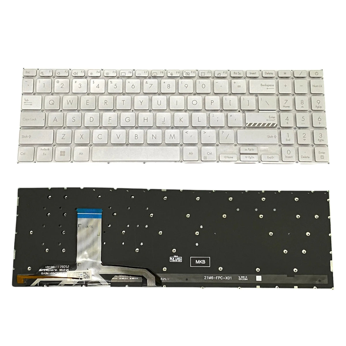 LappyPower Laptop Keyboard for Asus VivoBook 15 X1502, X1502VA, X1502ZA Silver with Backlit