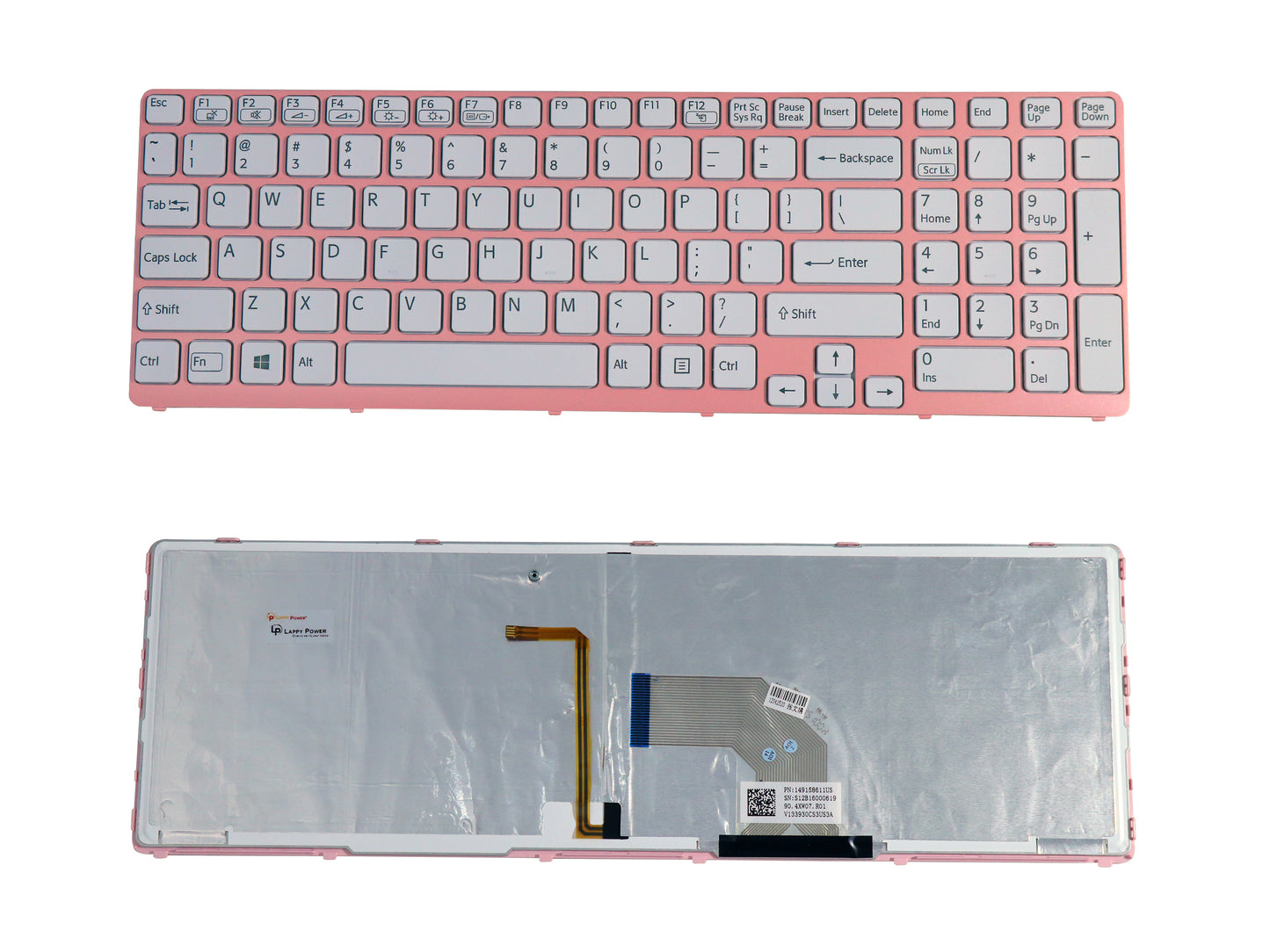 Laptop Keyboard compatible for SONY SVE15 WHITE BACKLIGHT