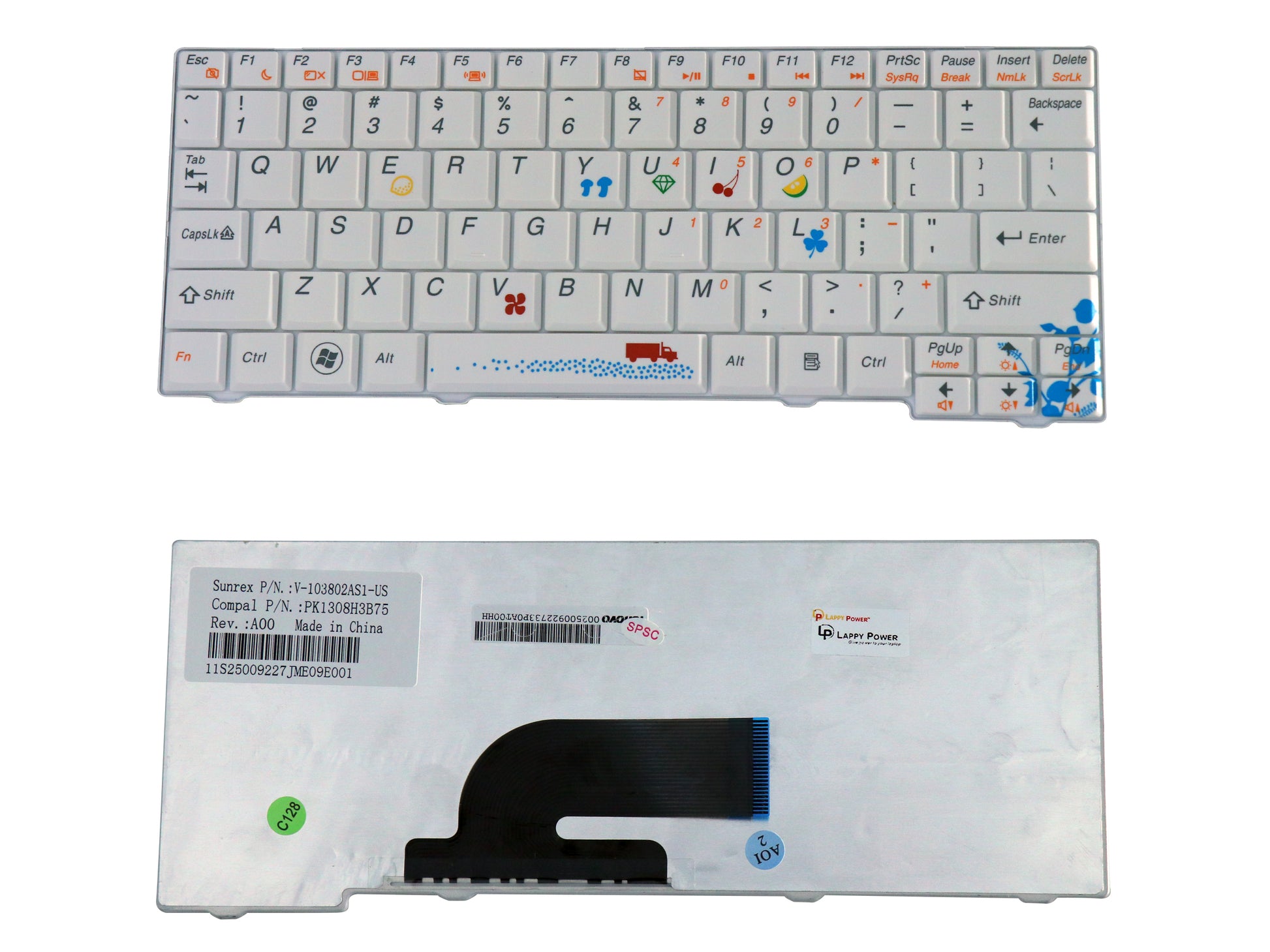 Laptop Keyboard compatible for LENOVO S10 2 WHITE