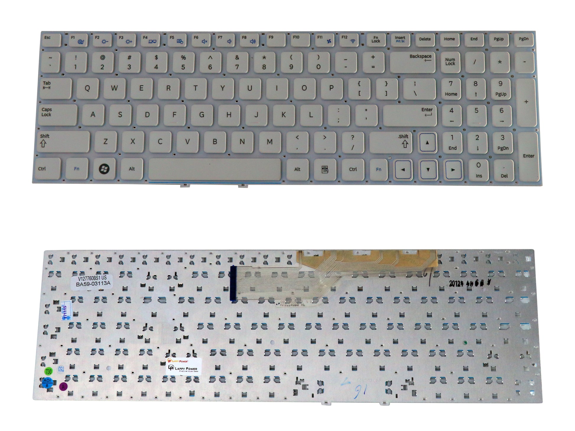 Laptop Keyboard compatible for SAMSUNG NP300E5A WHITE