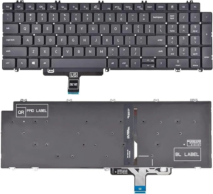 LappyPower Laptop Keyboard compatible for Dell Latitude 5520 5521 Precision 3561 3571 3580 Black with Backlight