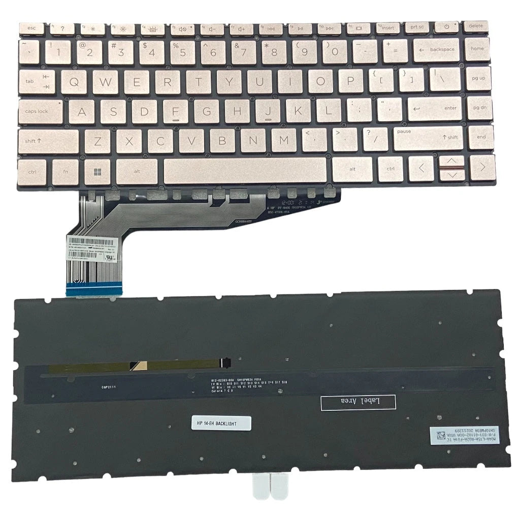 LappyPower Laptop Keyboard compatible for HP 14-EH 13-BE GOLDEN Keys Backlight