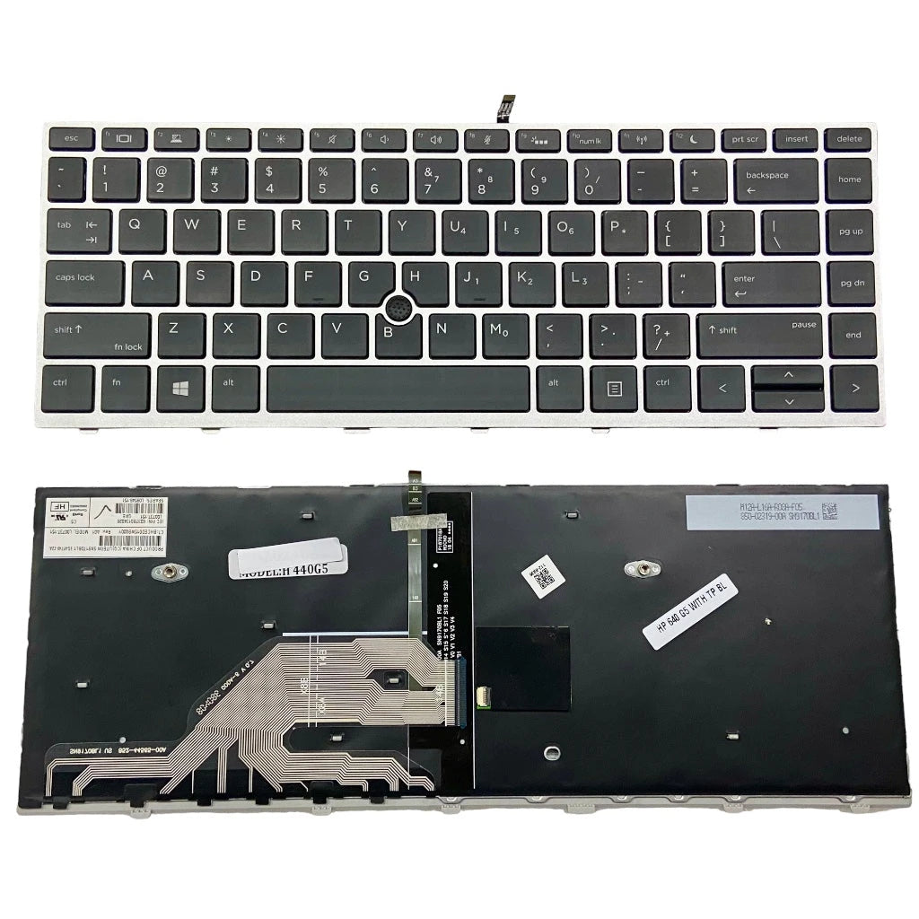 LappyPower Laptop Keyboard compatible for HP ProBook 640 G5 645 G5 Silver Frame with Backlight and Trackpad