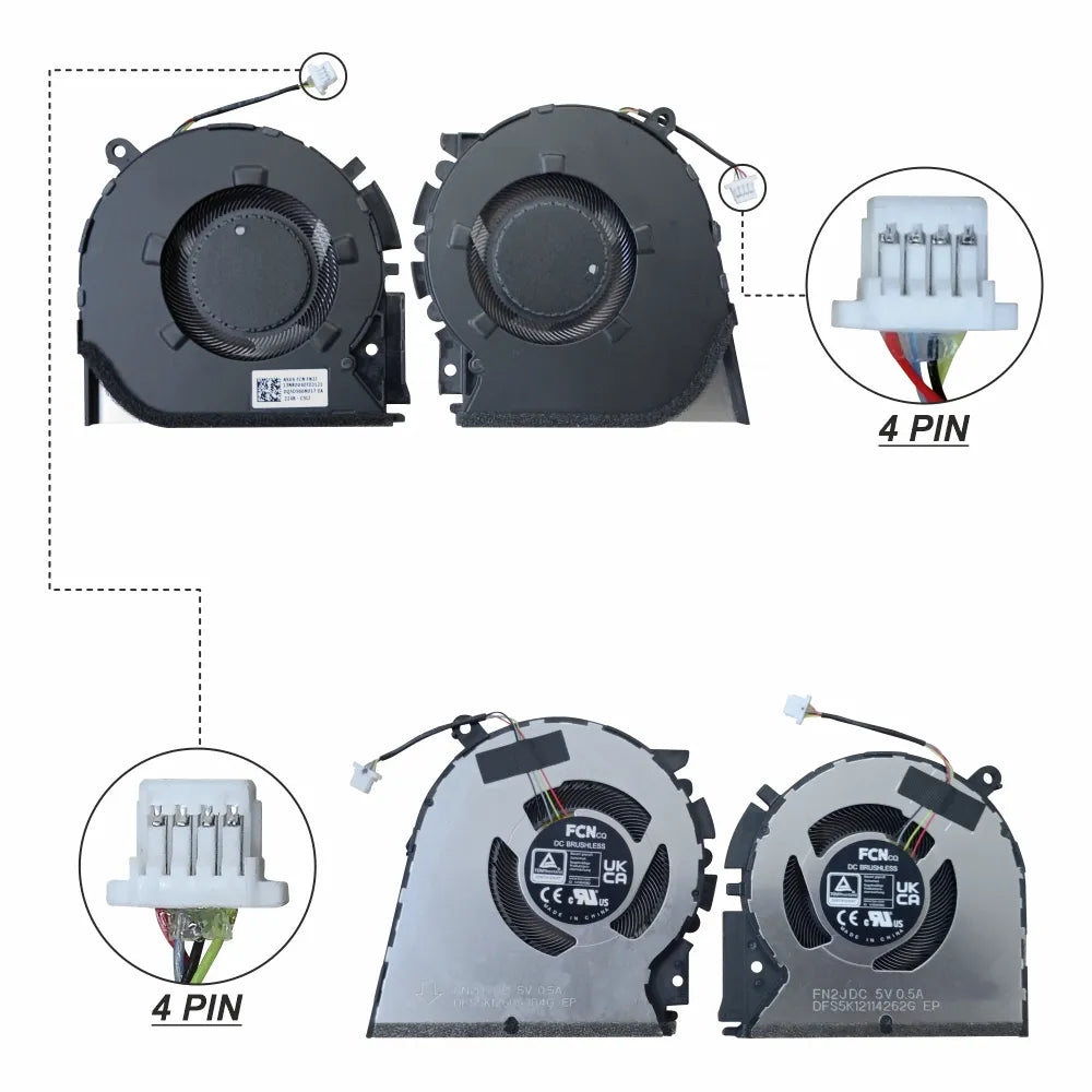 LappyPower Laptop CPU + GPU Cooling Fan for Asus VivoBook M3400QA M3401Q Series Pair (4 Pin)