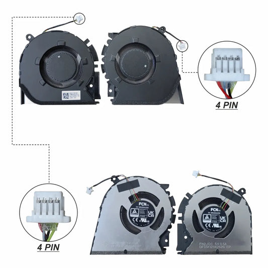 LappyPower Laptop CPU + GPU Cooling Fan for Asus VivoBook M3400QA M3401Q Series Pair (4 Pin)