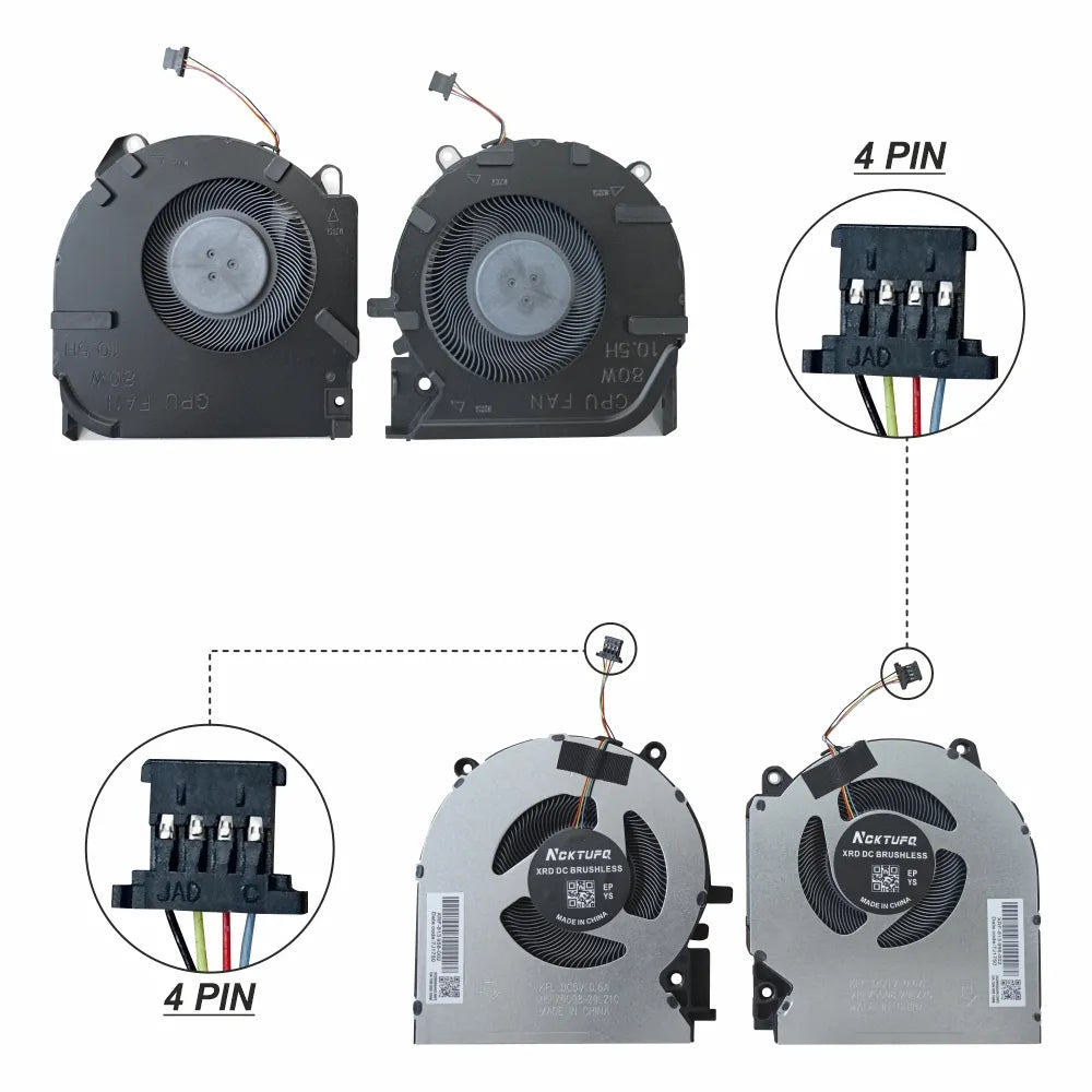 LappyPower Laptop CPU GPU Cooling Fan for HP Victus 16D 16-D 16E 16-E 80W Pair Series (4 Pin)