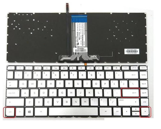 LappyPower Laptop Keyboard Compatible for HP Pavilion 14-AB / 13-U / 14-J Silver Backlight Laptops