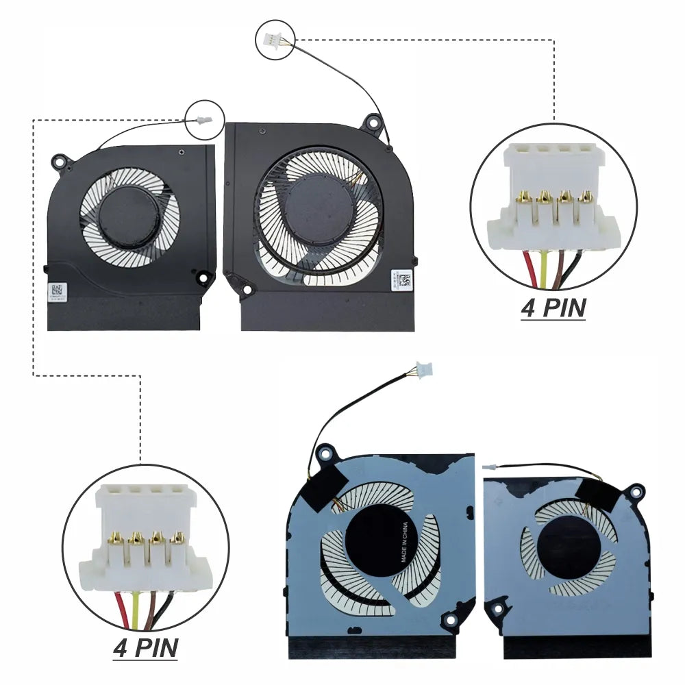 LappyPower Laptop CPU GPU Cooling Fan for Acer Nitro 7 AN715-51 PH315-53 AN515-44 AN515-45 Pair Series 5V (4 Pin)