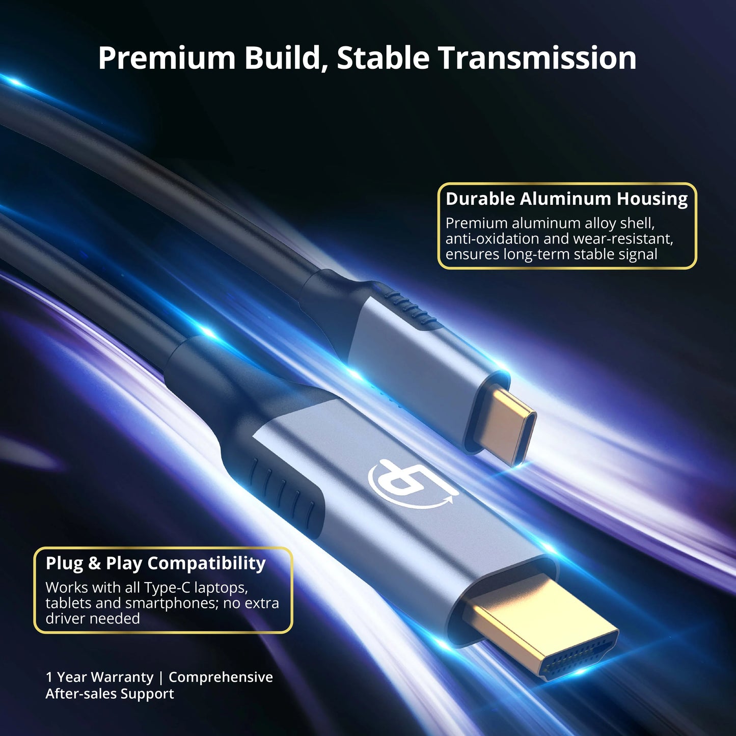 LappyPower Type-C to HDMI 4K 1.8M Adapter Cable (Male to Male, 30Hz)