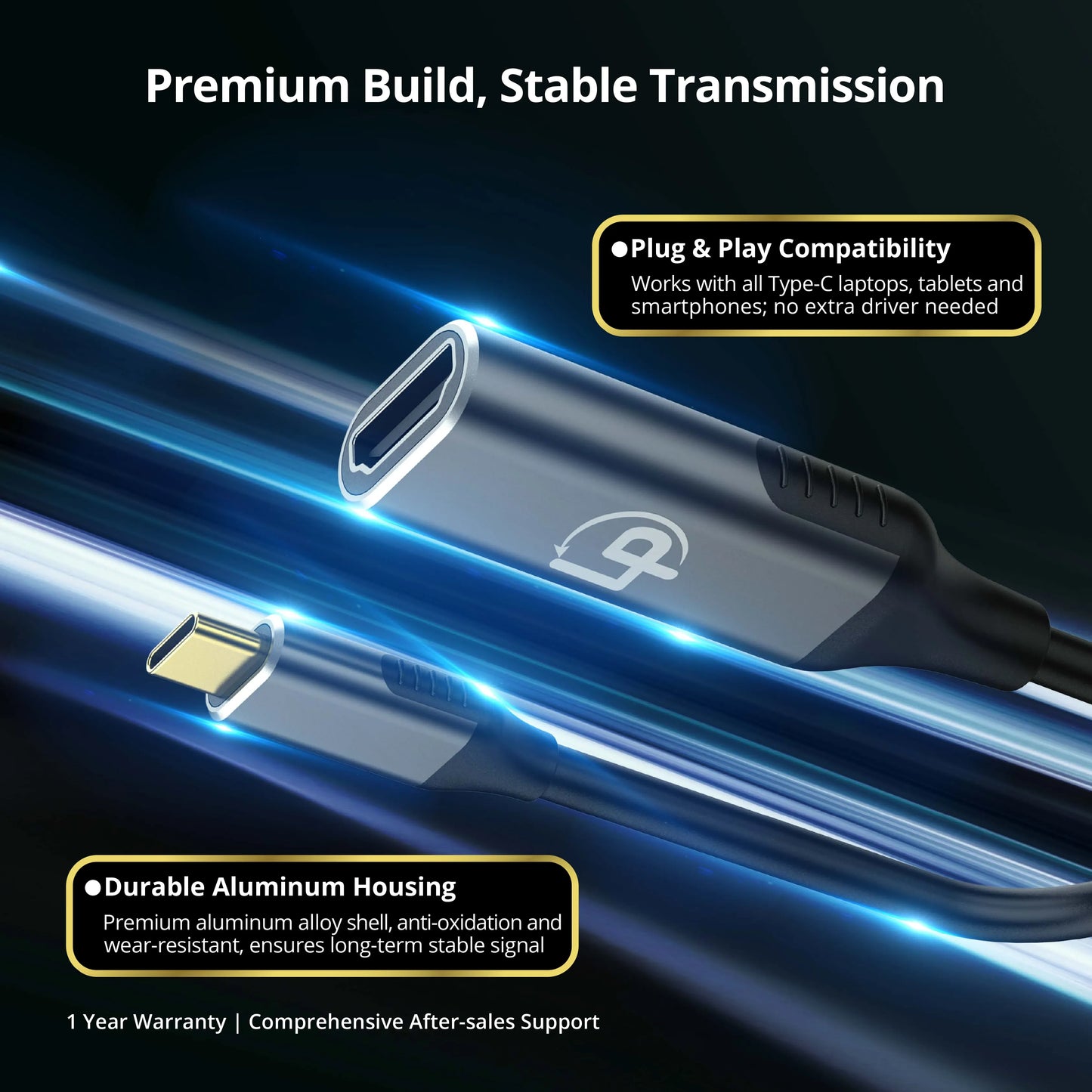 LappyPower USB-C Male to HDMI Female 4K @ 60Hz Adapter Cable (0.2m)