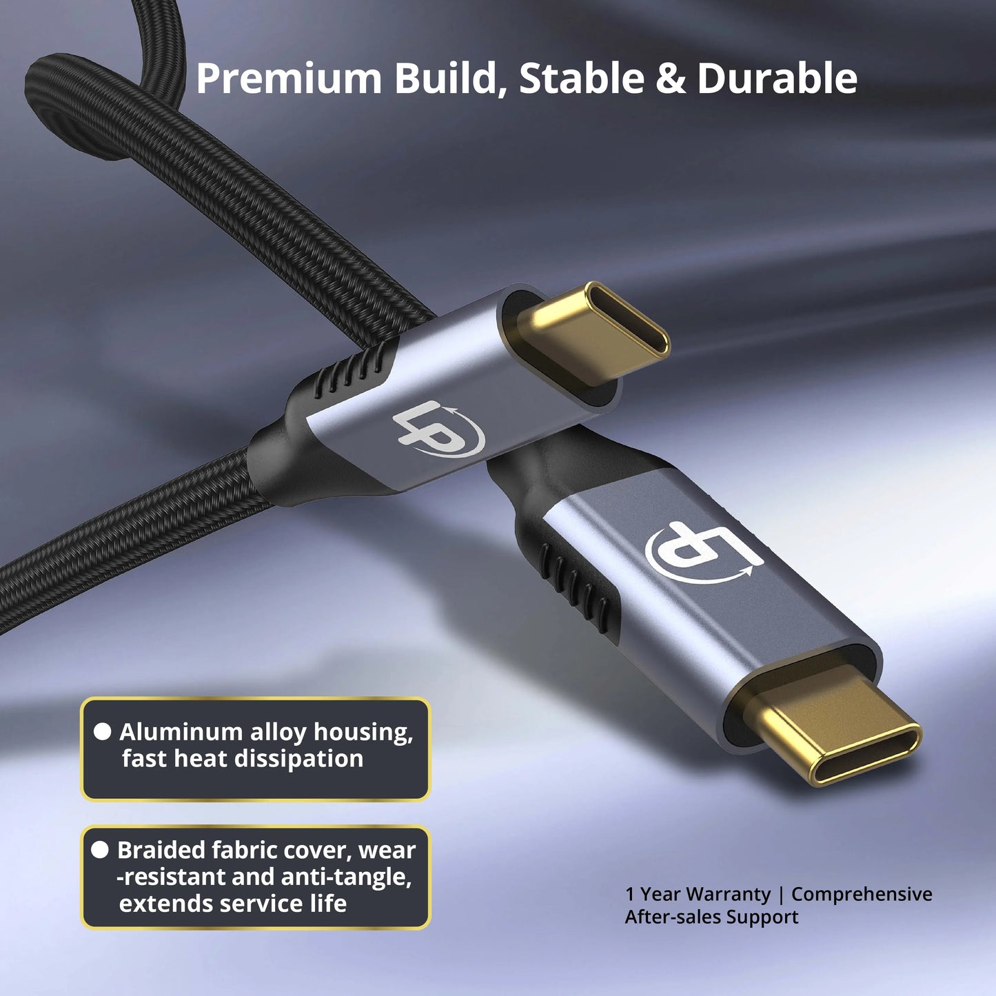 LappyPower 8K USB-C to USB-C Cable (1.8m, 100W Charging, 10Gbps)