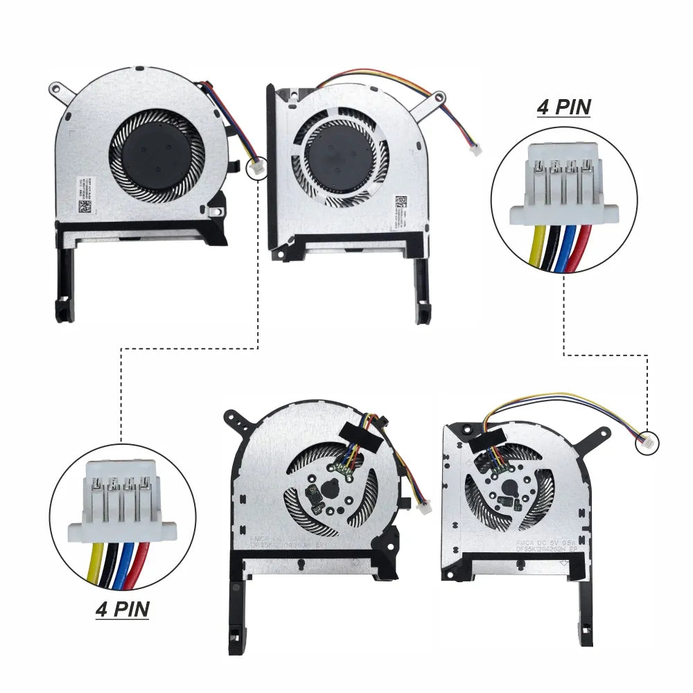 LappyPower Laptop CPU GPU Cooling Fan for Asus TUF Gaming FX505 FX505DU FX705 Pair (4 Pin)