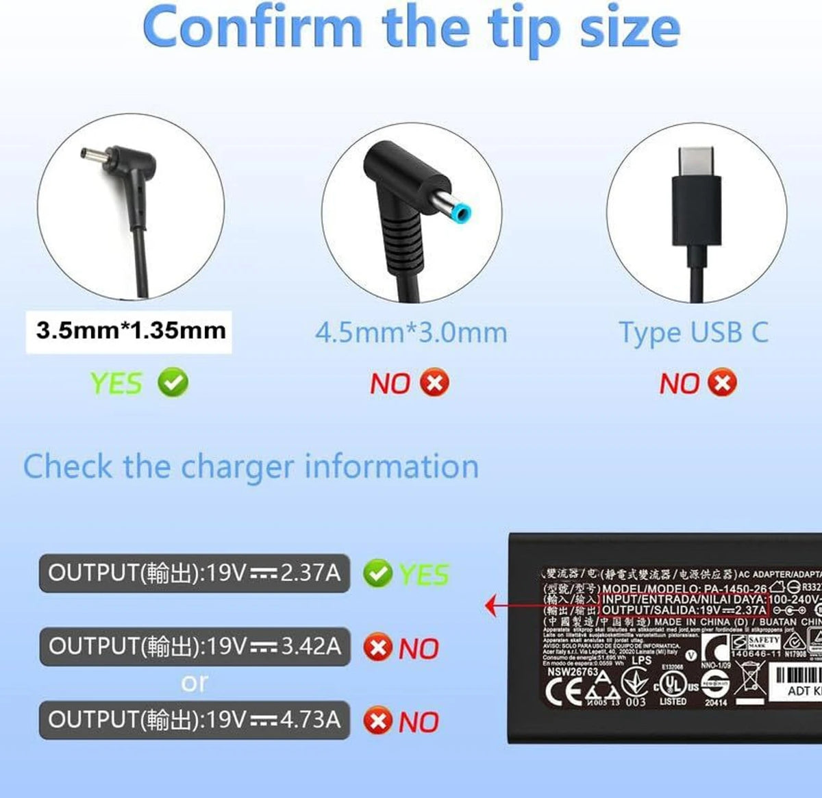 LappyPower Laptop Adapter for Avita (24W 2A 12V) - 3.5mm x 1.35mm Pin