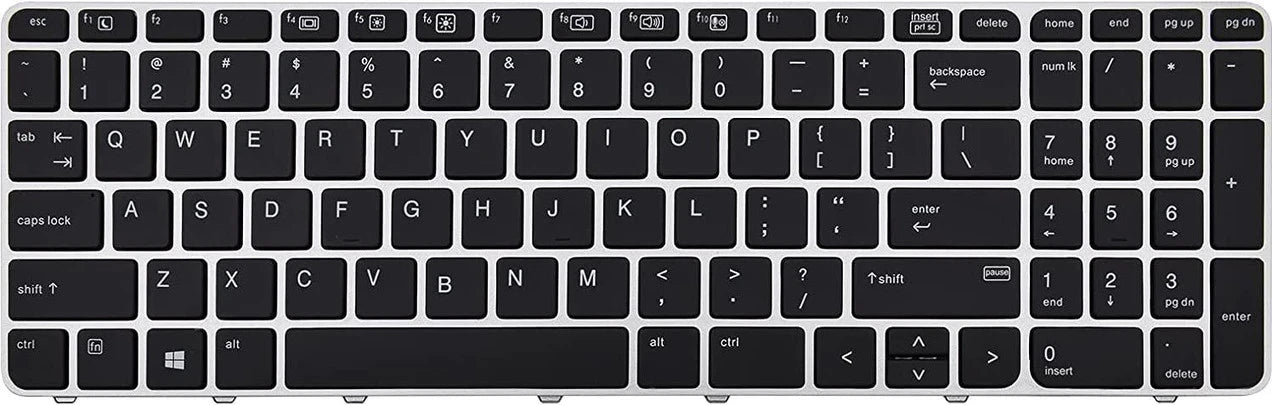 LappyPower Laptop Keyboard compatible for HP ELITEBOOK 755 G3, 850 G3, 850 G4 Silver Frame without Backlight & Mouse Pointer