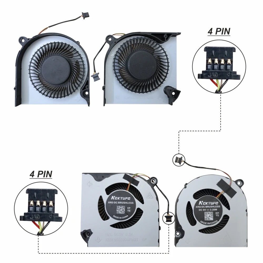 LappyPower Laptop CPU GPU Cooling Fan for Acer AN515-54 AN517-51 Pair (4 Pin)
