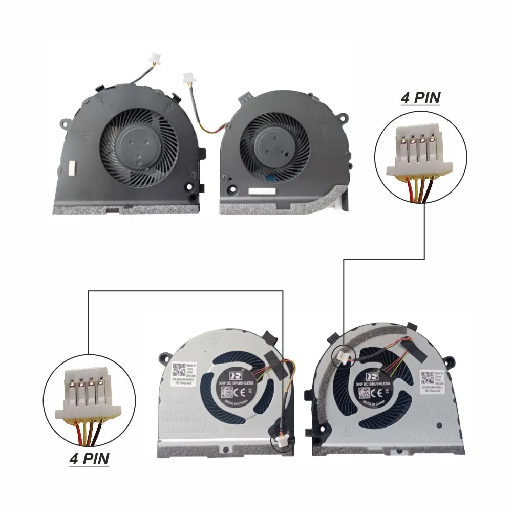 LappyPower Laptop CPU + GPU Cooling Fan PAIR for Dell G3-3579 G3-3779 Series, DC 5V (4 Pin)