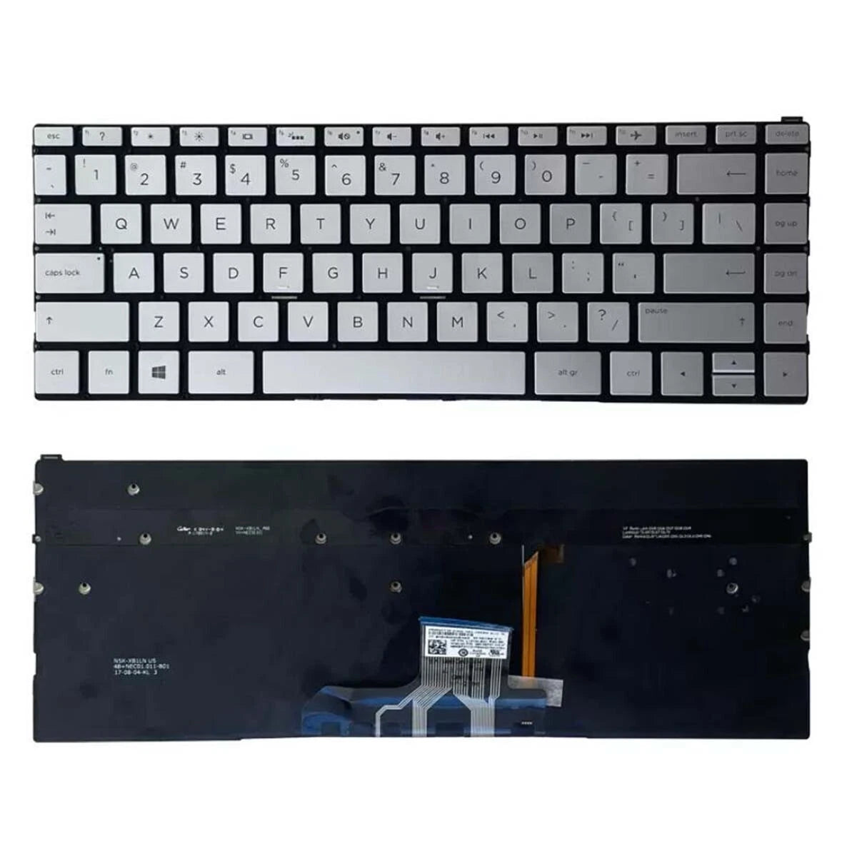 LappyPower Laptop Keyboard compatible for HP Spectre X360 13-AP 13-AP0047 13-AP0084TU TPN-Q212 (Silver with Backlight)