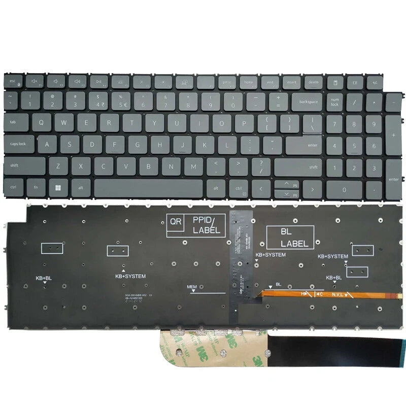 LappyPower Laptop Keyboard compatible for Dell Inspiron 15 3510 3511 P112F 3515 3525 3530 3535 Latitude 3520 Gray with Backlight