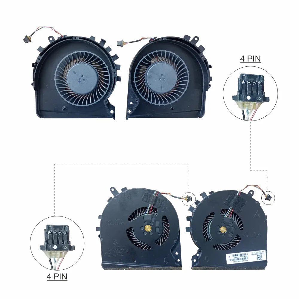 LappyPower Laptop CPU GPU Cooling Fan for HP Pavilion 15-DK 15-DK0010TX 15-DK006WM 15-DK0018CA pair (4 Pin)